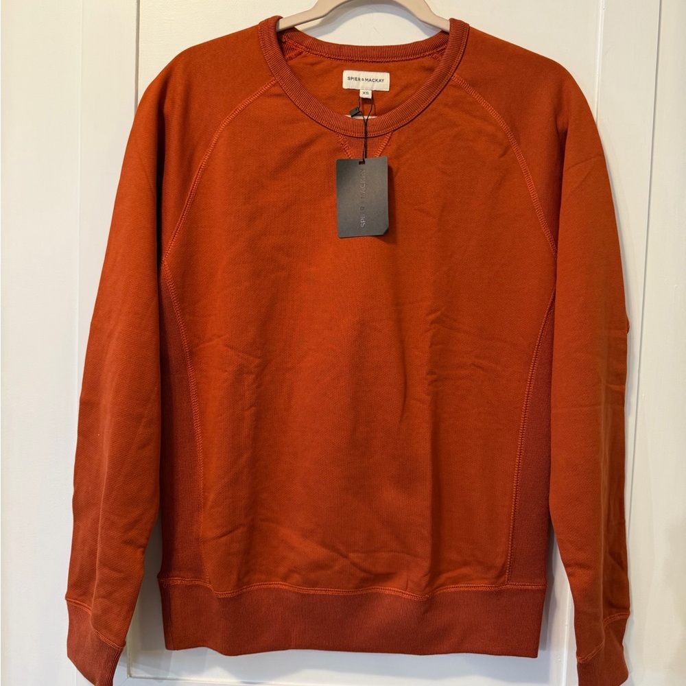 NWT Spier & Mackey Men's Crewneck French Terry Sweater - Rust/Burst Orange XS